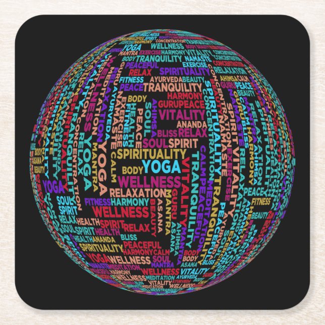 Dessous-de-verre Carré En Papier Beau Yoga Wellness & Harmony Globe (Devant)