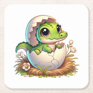 Dessous-de-verre Carré En Papier Bébé alligator mignon Kawaii éclosant Cadeau Baby