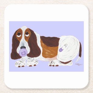 Dessous-de-verre Carré En Papier Bébé Basset Hound