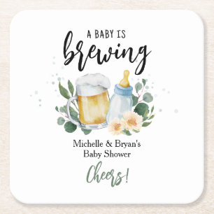 Dessous-de-verre Carré En Papier Bébé brasse verdure Baby shower Salutations
