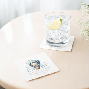 Dessous-de-verre Carré En Papier Bébé Ours Bleu Balloon Ride