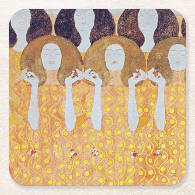 Dessous-de-verre Carré En Papier Beethoven Frieze (détail), Gustav Klimt (Devant)