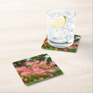 Dessous-de-verre Carré En Papier Bel arbre d'Albizia en fleurs