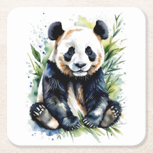 Dessous-de-verre Carré En Papier Belle aquarelle Panda Bear