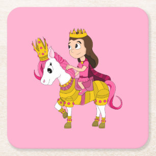 Dessous-de-verre Carré En Papier Belle caricature princesse lancer oreiller