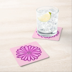 Dessous-de-verre Carré En Papier Belle Fleur de marguerite, Illustration de demi-te