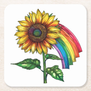Dessous-de-verre Carré En Papier belle impression élégante avec tournesol