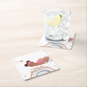 Dessous-de-verre Carré En Papier Belle lune étoile baby shower enfants afro-américa