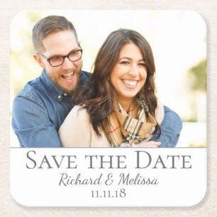 Dessous-de-verre Carré En Papier Belle photo Save the Date