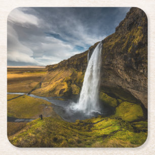 Dessous-de-verre Carré En Papier Belle vue de paysage de Seljalandsfoss