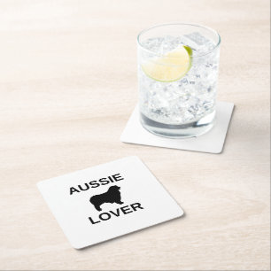 Dessous-de-verre Carré En Papier berger australien aussie amant