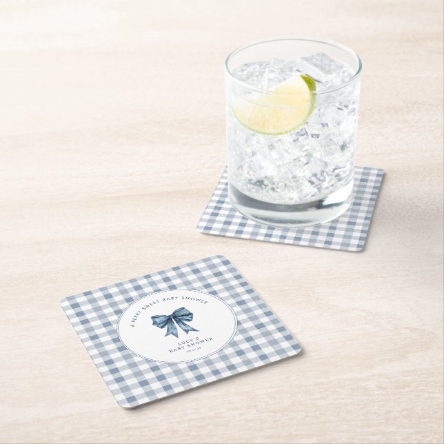 Dessous-de-verre Carré En Papier Berry Sweet Baby shower Blueberry Bow (En situation)