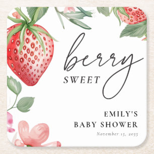 Dessous-de-verre Carré En Papier Berry Sweet Floral Baby shower