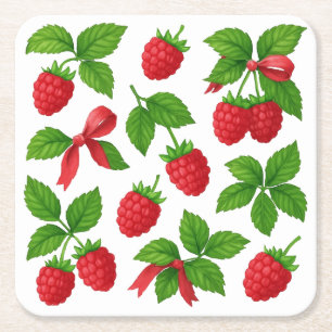 Dessous-de-verre Carré En Papier Berry Sweet Raspberry fête d'anniversaire -