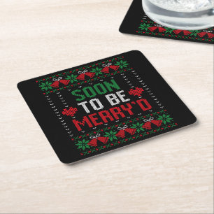 Dessous-de-verre Carré En Papier Bientôt mariés Joyeux Noël Mariée & Mari