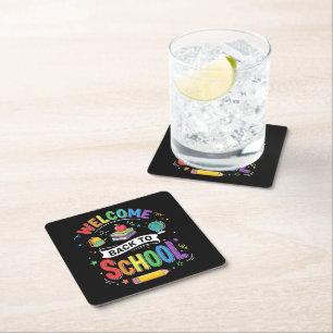 Dessous-de-verre Carré En Papier Bienvenue à l'école les enfants Enseignant Premier