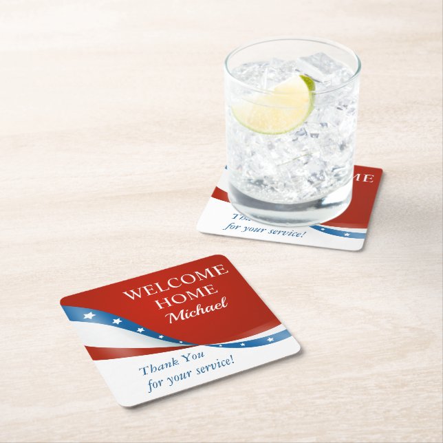 Dessous-de-verre Carré En Papier Bienvenue Accueil Membre du service militaire (En situation)