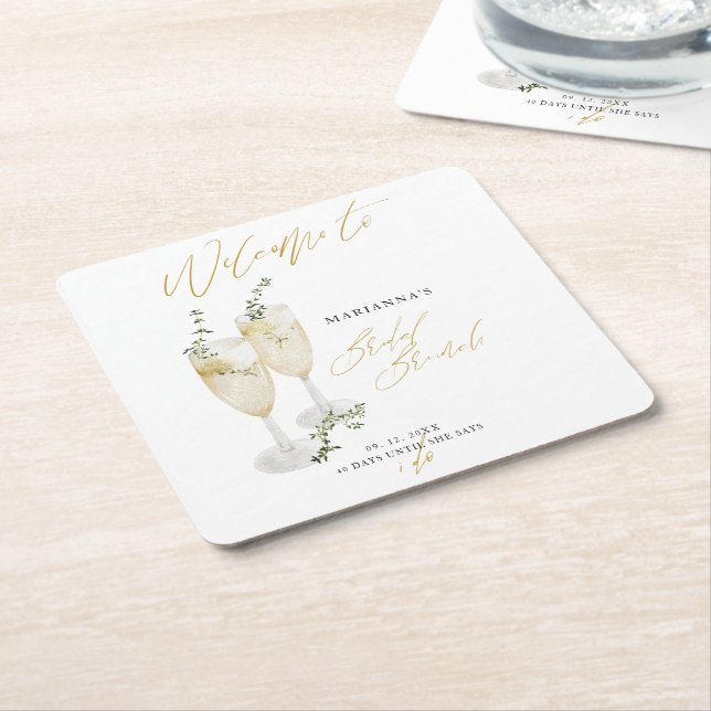 Dessous-de-verre Carré En Papier Bienvenue au brunch de mariage champagnisé avec ca (Incliné)