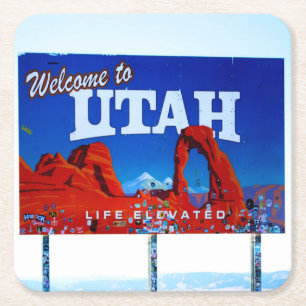 Dessous-de-verre Carré En Papier Bienvenue dans le panneau Utah