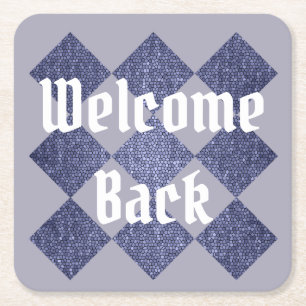 Dessous-de-verre Carré En Papier Bienvenue Retour Entreprise Mosaic Blue Diamond Em