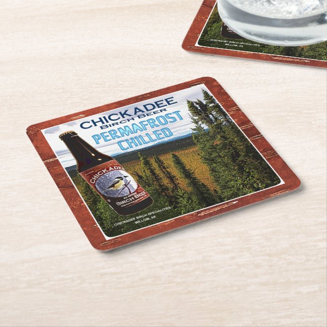 Dessous-de-verre Carré En Papier Bière de bouleau à poulet (Incliné)