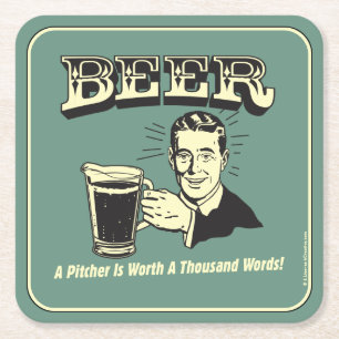 Dessous-de-verre Carré En Papier Bière : Un Pitcher Vaut 1000 Mots