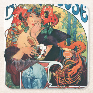Dessous-de-verre Carré En Papier Bieres de la Meuse, Mucha