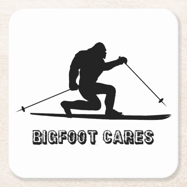 Dessous-de-verre Carré En Papier Bigfoot Cares Telemark Ski (Devant)