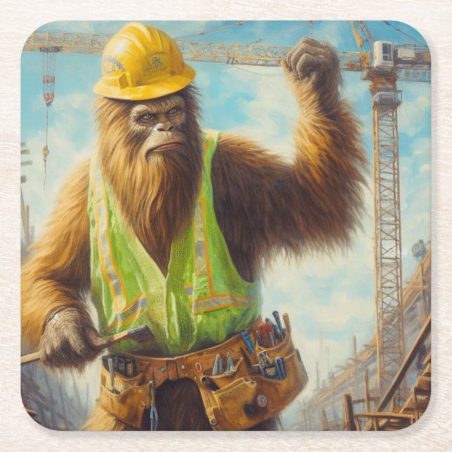 Dessous-de-verre Carré En Papier Bigfoot le travailleur du bâtiment (Devant)