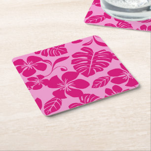 DESSOUS-DE-VERRE CARRÉ EN PAPIER BIKINI ROSE (ROSES)