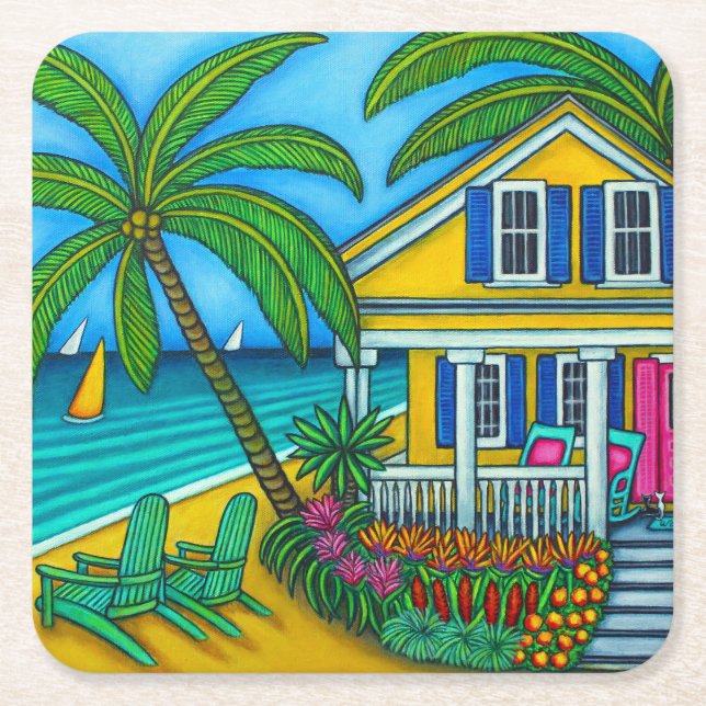 Dessous-de-verre Carré En Papier Billets aux Dessous de verre Paradise (Devant)