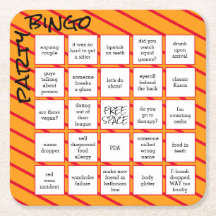 Dessous-de-verre Carré En Papier Bingo de fête Funny Orange Rouge moderne