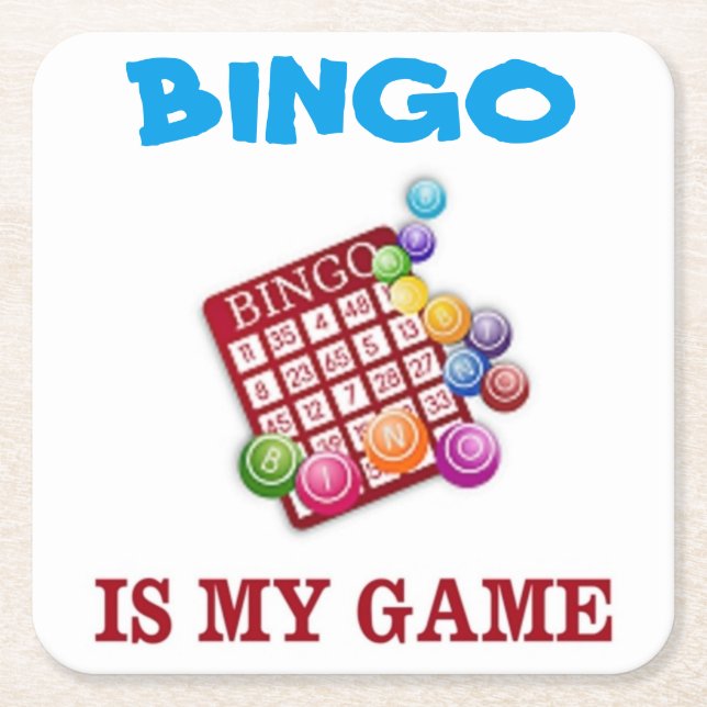 DESSOUS-DE-VERRE CARRÉ EN PAPIER BINGO EST MON JEU (Devant)