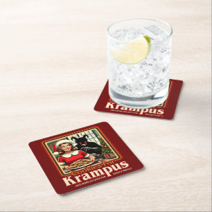 Dessous-de-verre Carré En Papier Biscuit pour Krampus Joyeux Noël Krampus Horreur