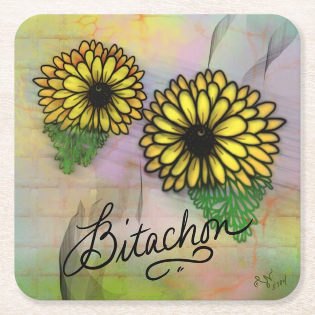 Dessous-de-verre Carré En Papier Bitachon Blossom Coaster (Devant)