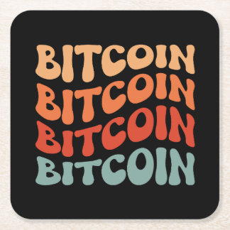 Dessous-de-verre Carré En Papier Bitcoin Wavy Text Style Crypto Typographie Design