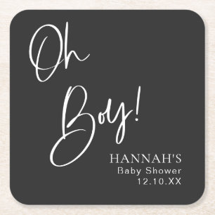 Dessous-de-verre Carré En Papier Black Gothique & Moody Oh Boy Baby shower