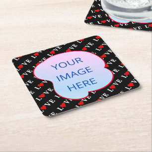 Dessous-de-verre Carré En Papier Black LOVE tendance noir et blanc