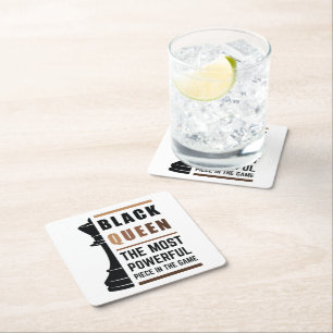 Dessous-de-verre Carré En Papier Black Queen La Pièce La Plus Puissante Dans Le Jeu