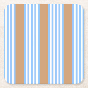 Dessous-de-verre Carré En Papier Bleu et blanc cinq bandes motif avec bronze