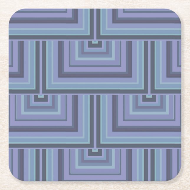 Dessous-de-verre Carré En Papier Bleu gris rayures carré motif (Devant)