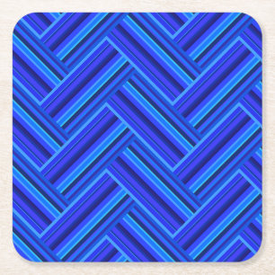 Dessous-de-verre Carré En Papier Bleu rayures double motif