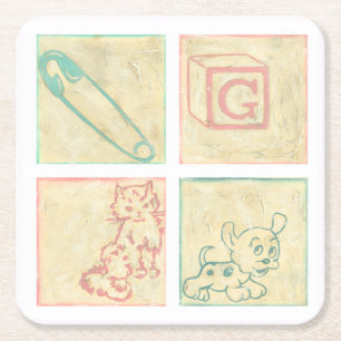 Dessous-de-verre Carré En Papier Blocs illustration de bébé par Chariklia Zarris