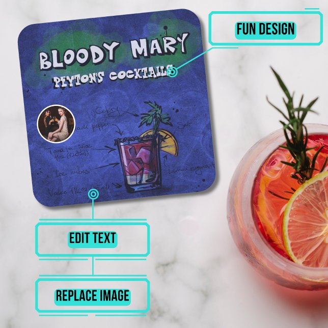 Dessous-de-verre Carré En Papier Bloody Mary Cocktail Party (Please enjoy our design and see the others in the collection.)