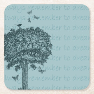 Dessous-de-verre Carré En Papier Blue Birds Papillons Dream Tree