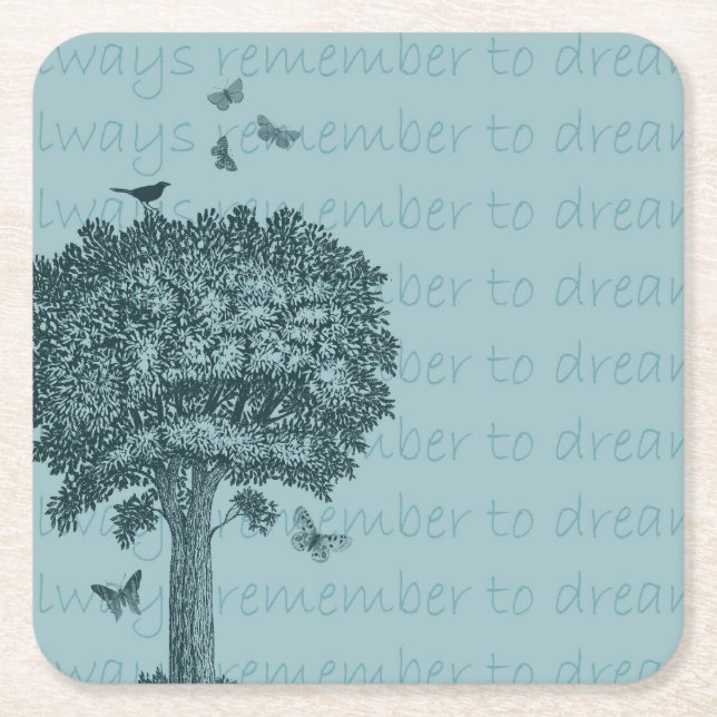 Dessous-de-verre Carré En Papier Blue Birds Papillons Dream Tree (Devant)