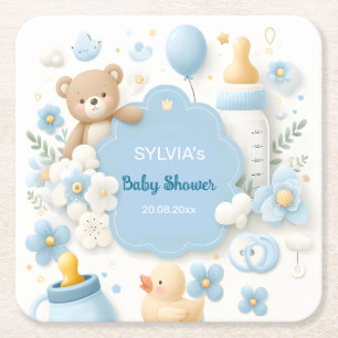 Dessous-de-verre Carré En Papier Blue Bundle Joy : Baby Boy Shower