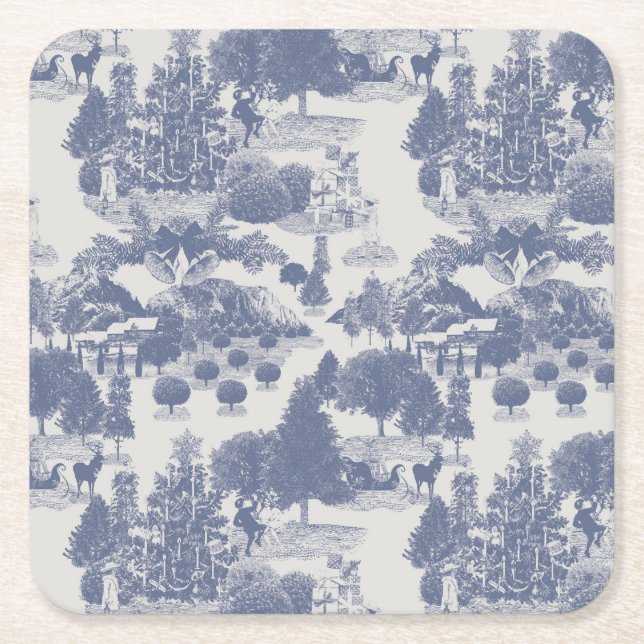 Dessous-de-verre Carré En Papier Blue Christmas Winter Wonderland (Devant)