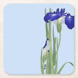 Dessous-de-verre Carré En Papier Blue Irises par Ohara Koson