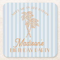 Blue Palm Spring Pastel Beach Fête d'anniversaire